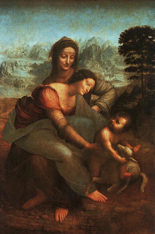  Leonardo  Da Vinci Virgin and Child with St Anne France oil painting art
